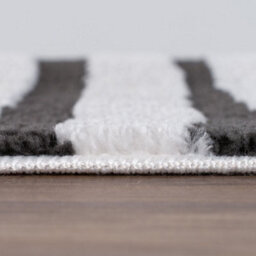 The Rugs Loft Dark Grey And Ivory Curved Line Living Room Area Rug And Runners Soft Pile - thumbnail 7