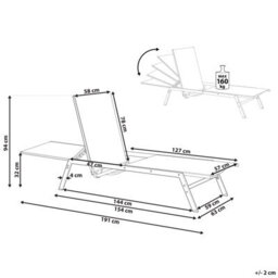 Beliani Sun Lounger Vernazza Reclining Metal Grey - thumbnail 3