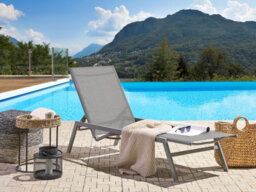 Beliani Sun Lounger Vernazza Reclining Metal Grey - thumbnail 2