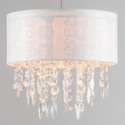 First Choice Lighting Set Of 2 Fiji - White Fleck Jewelled Easy Fit 40Cm Pendant Shades - thumbnail 3