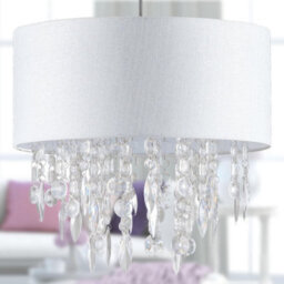 First Choice Lighting Set Of 2 Fiji - White Fleck Jewelled Easy Fit 40Cm Pendant Shades - thumbnail 5