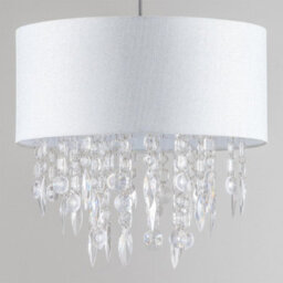First Choice Lighting Set Of 2 Fiji - White Fleck Jewelled Easy Fit 40Cm Pendant Shades - thumbnail 2