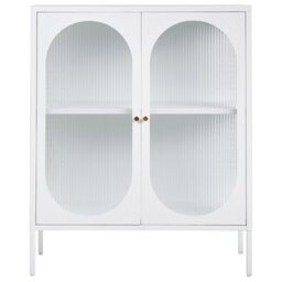 Beliani Glass Display Sideboard Sarre Metal 90 Cm White - thumbnail 4