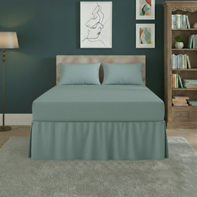 Fitted Valance Bed Sheet Polycotton Mattress Cover And Frill Easy Care Duck Egg Blue - image 1