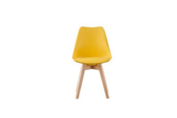 Mof Set Of 4 Yellow Dining Chairs Wooden Legs Soft Cushion Pad Stylish Deluxe Retro Lounge Dining Office Eva - thumbnail 3