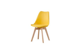 Mof Set Of 4 Yellow Dining Chairs Wooden Legs Soft Cushion Pad Stylish Deluxe Retro Lounge Dining Office Eva - thumbnail 4