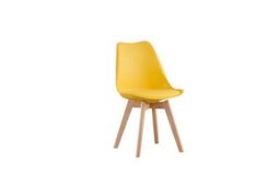 Mof Set Of 4 Yellow Dining Chairs Wooden Legs Soft Cushion Pad Stylish Deluxe Retro Lounge Dining Office Eva - thumbnail 5