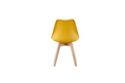 Mof Set Of 4 Yellow Dining Chairs Wooden Legs Soft Cushion Pad Stylish Deluxe Retro Lounge Dining Office Eva - thumbnail 6