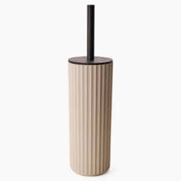 Textured 5 Pcs Dish Toothbrush Dispenser Tumbler Toilet Brush Holder Set - Almond - thumbnail 6