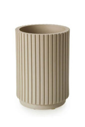 Textured 5 Pcs Dish Toothbrush Dispenser Tumbler Toilet Brush Holder Set - Almond - thumbnail 4