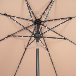 MonsterShop Led Tilt Parasol 2.7M Beige Umbrella With Base Garden Patio Sun Solar Lights - thumbnail 7