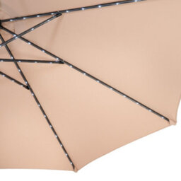MonsterShop Led Tilt Parasol 2.7M Beige Umbrella With Base Garden Patio Sun Solar Lights - thumbnail 8