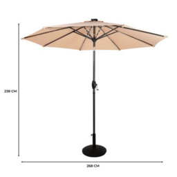 MonsterShop Led Tilt Parasol 2.7M Beige Umbrella With Base Garden Patio Sun Solar Lights - thumbnail 5