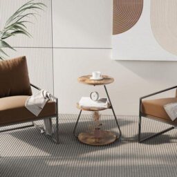 Small Round Coffee Table With 3 Color Led Lights, End Table With 3 Tier Storage Shelves, Bedside Sofa Side Tables For Living Room - thumbnail 8
