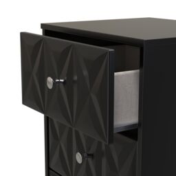 Genoa Ready Assembled Satin Black No Effect 3 Drawer Bedside Chest (H)726mm (W)450mm (D)395mm - thumbnail 3
