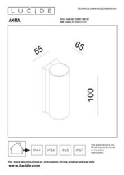 Lucide Akra Wall Light Outdoor - Led 2700K Ip54 - White - thumbnail 5