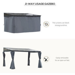 Outsunny Outdoor Pergola Gazebo Party Tent Garden Sun Shelter 4 X 3M W/ Curtain - thumbnail 6