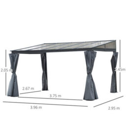 Outsunny Outdoor Pergola Gazebo Party Tent Garden Sun Shelter 4 X 3M W/ Curtain - thumbnail 3