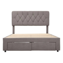 Upholstered Double Storage Bed Frame With Padded Headboard And 2 Drawers - thumbnail 6