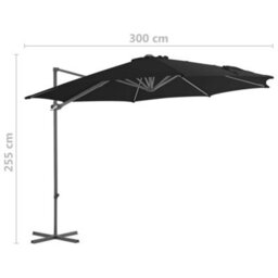 Walplus Cantilever Garden Parasol With Steel Pole Black 300 Cm - thumbnail 9