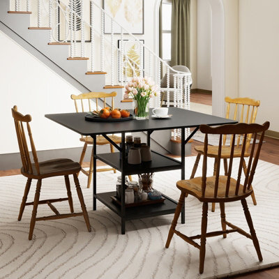 Costway Rectangular Dining Table For 4-6 Kitchen Table 100 X 120Cm-Black - image 1