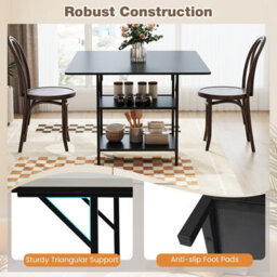 Costway Rectangular Dining Table For 4-6 Kitchen Table 100 X 120Cm-Black - thumbnail 8