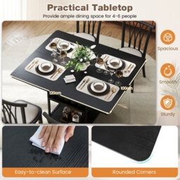 Costway Rectangular Dining Table For 4-6 Kitchen Table 100 X 120Cm-Black - thumbnail 7