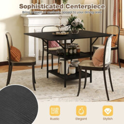 Costway Rectangular Dining Table For 4-6 Kitchen Table 100 X 120Cm-Black - thumbnail 9