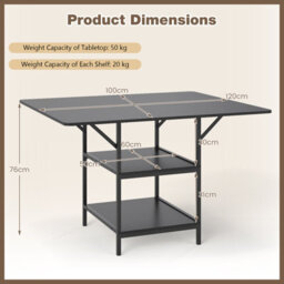 Costway Rectangular Dining Table For 4-6 Kitchen Table 100 X 120Cm-Black - thumbnail 3