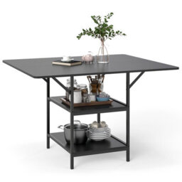 Costway Rectangular Dining Table For 4-6 Kitchen Table 100 X 120Cm-Black - thumbnail 2
