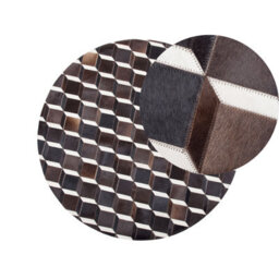 Beliani Rug Alpkoy Brown 140 Cm Leather