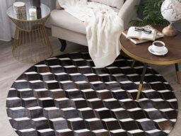 Beliani Rug Alpkoy Brown 140 Cm Leather - thumbnail 2