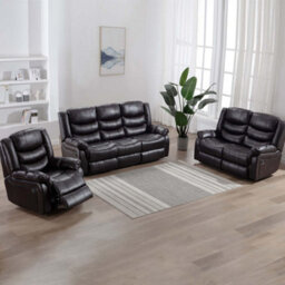 More4Homes Seattle Manual Recliner Bonded Leather 1+2+3 Seater Sofa Set (Brown) - thumbnail 1