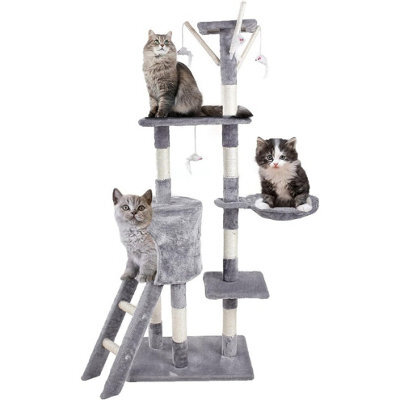 Multi Storey Cat Tree Tower With Scratching Post Plush Cave And Sleeping Area Indoor And Outdoor - image 1
