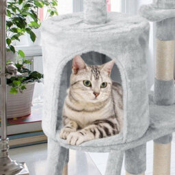 Multi Storey Cat Tree Tower With Scratching Post Plush Cave And Sleeping Area Indoor And Outdoor - thumbnail 4
