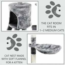 Multi Storey Cat Tree Tower With Scratching Post Plush Cave And Sleeping Area Indoor And Outdoor - thumbnail 5