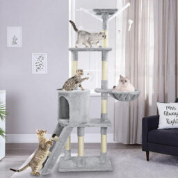Multi Storey Cat Tree Tower With Scratching Post Plush Cave And Sleeping Area Indoor And Outdoor - thumbnail 3