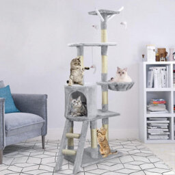 Multi Storey Cat Tree Tower With Scratching Post Plush Cave And Sleeping Area Indoor And Outdoor - thumbnail 6