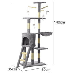 Multi Storey Cat Tree Tower With Scratching Post Plush Cave And Sleeping Area Indoor And Outdoor - thumbnail 2