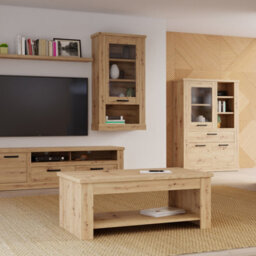 Furniture To Go Corona Wall Display Cabinet In Artisan Oak - thumbnail 6