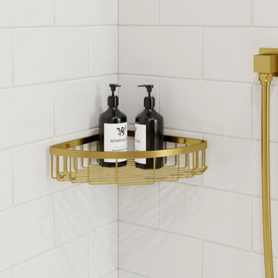 Aveli Bathroom Corner Shower Caddy Accessory Gold Wall Mounted Stainless Steel - image 1