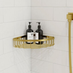Aveli Bathroom Corner Shower Caddy Accessory Gold Wall Mounted Stainless Steel - thumbnail 1