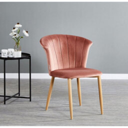 Life Interiors Set Of 2 Pink Elsa Velvet Dining Chairs With Wooden Legs, Curved Back & Comfortable Seating - thumbnail 2