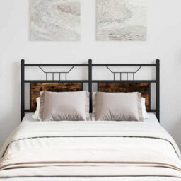 Berkfield Headboard Smoked Oak 120 Cm Engineered Wood And Steel - thumbnail 1