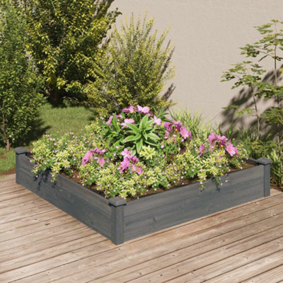 Berkfield Garden Raised Bed With Liner Grey 120X120X25 Cm Solid Wood Fir - image 1
