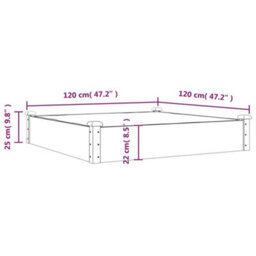 Berkfield Garden Raised Bed With Liner Grey 120X120X25 Cm Solid Wood Fir - thumbnail 8
