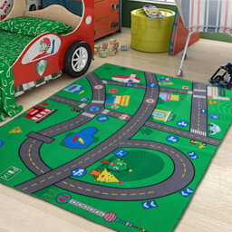 Village Mat Rugs Town Road Map City Cars Toy Rug Play 80 X 120Cm - thumbnail 5