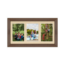 AK Frames 40X20Cm Walnut Classic Multi Photo Frame With Ivory Mount - Holds 3 Apertures (3X) 6X4 Photos