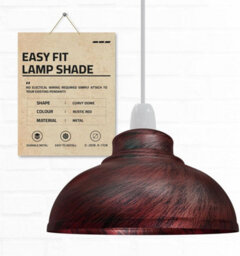 Vintage Rustic Red Metal Ceiling Lamp Shade  Easy Fit Light Pendant 29Cm Modern Hanging Ceiling Lighting Shade For Bedroom - thumbnail 7