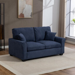 Unknown Lewiston 162Cm Wide 3 Seat Denim Blue Fabric Sofabed